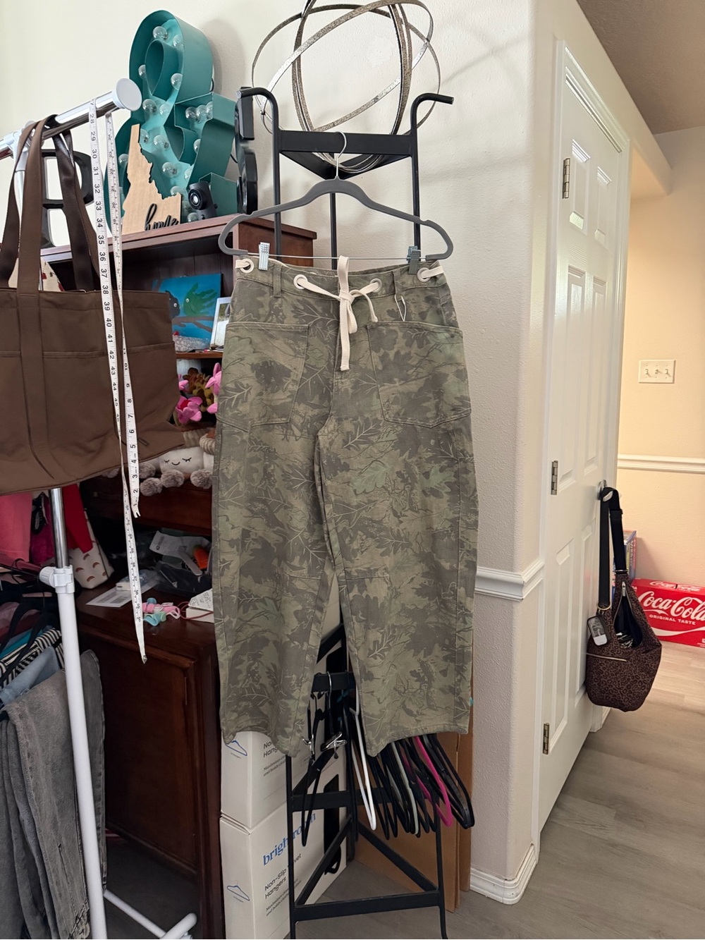 Women's Olive Camo Drawstring Shorts